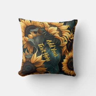 Personalize Sunflower Square Throw Pillow