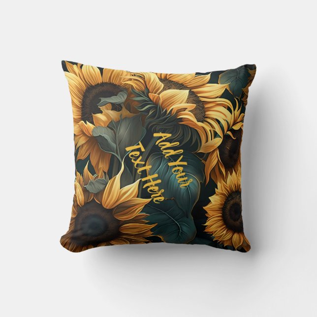 Personalize Sunflower Square  Throw Pillow (Front)