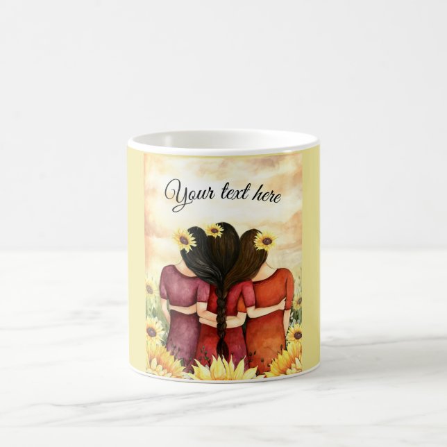 Personalize  Sunflower Three Best Friends Sisters Coffee Mug (Center)
