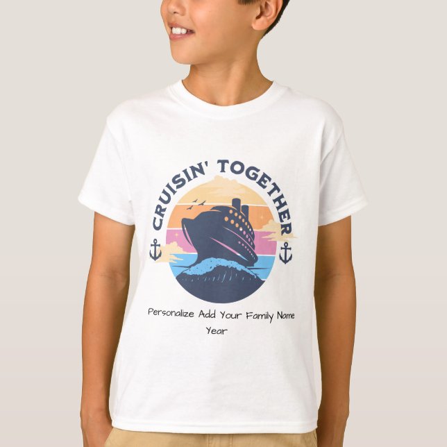 Personalize Sunset Cruising Together Blues T-Shirt (Front)