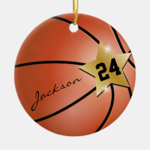 Personalize Super ⭐ Star 🏀 Basketball Ceramic Ornament