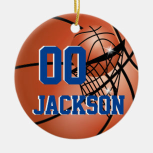 Personalize Super Star Player Basketball Ceramic Ornament