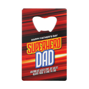 Personalize SuperHero Dad Credit Card Bottle Opener