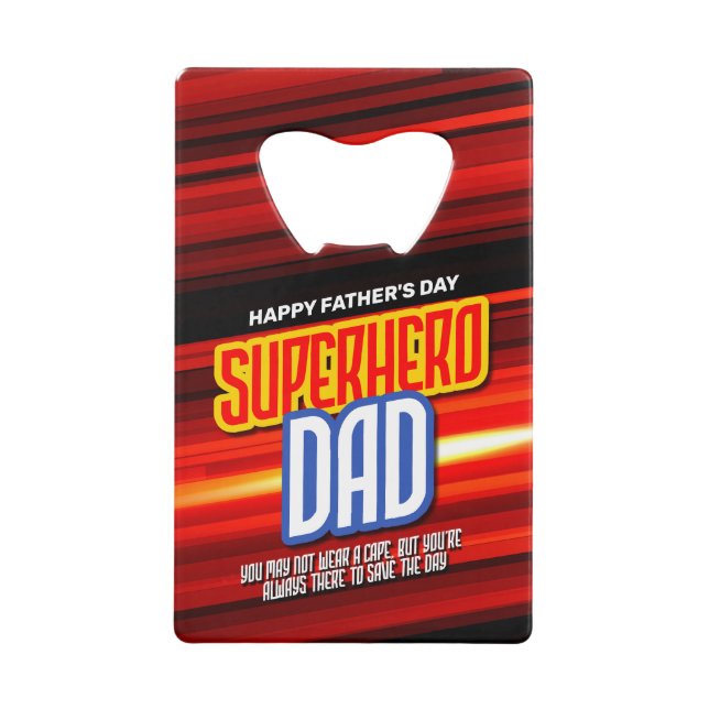 Personalize SuperHero Dad Credit Card Bottle Opener (Front)
