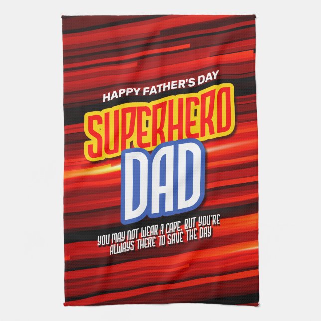 Personalize SuperHero Dad Kitchen Towel (Vertical)