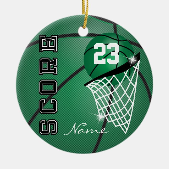 Personalize Superstar Basketball Ceramic Ornament (Front)
