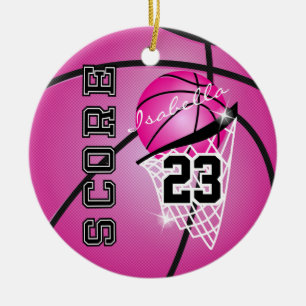 Personalize Superstar Basketball - Pink Ceramic Ornament