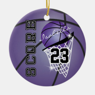 Personalize Superstar Basketball - Purple Ceramic Ornament