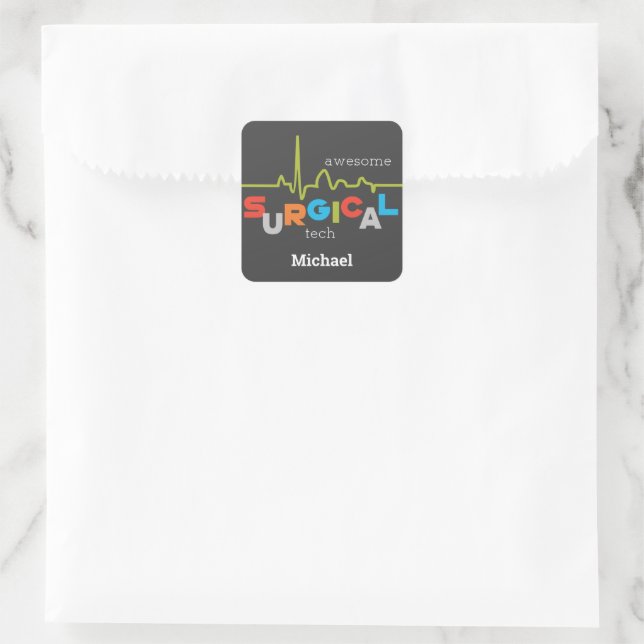 Personalize, Surgical Tech Week Awesome Square Sticker (Bag)