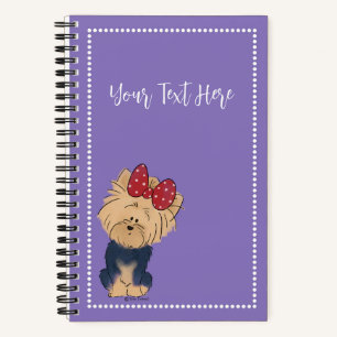 Personalize Sweet Yorkie with Bow Custom Notebook