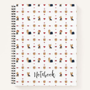 Personalize Sweet Yorkies Bows and Hearts Custom Notebook