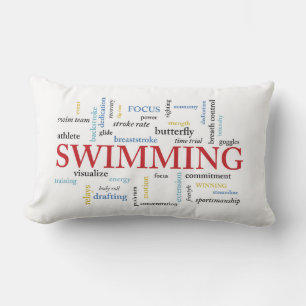 Personalize, Swimming Coach Thank You In Words Lumbar Pillow