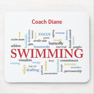 Personalize, Swimming Coach Thank You In Words Mouse Pad