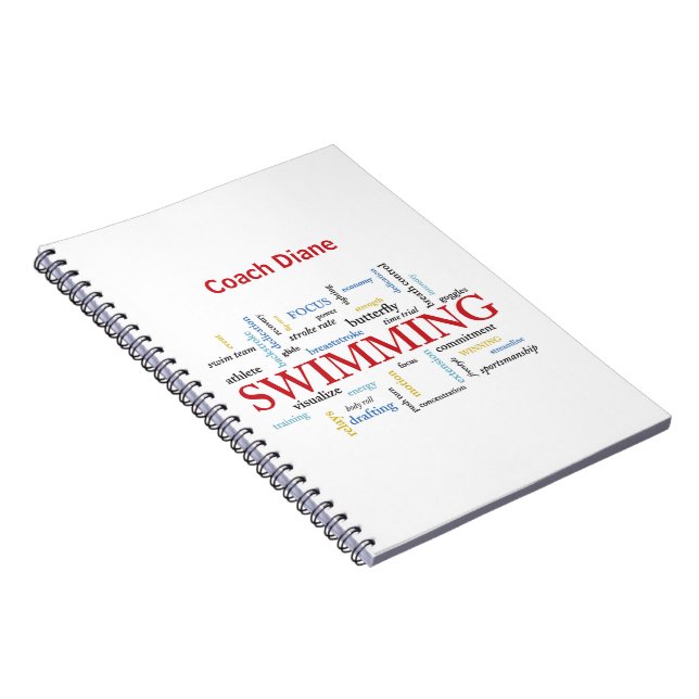 Personalize, Swimming Coach Thank You In Words Notebook (Right Side)