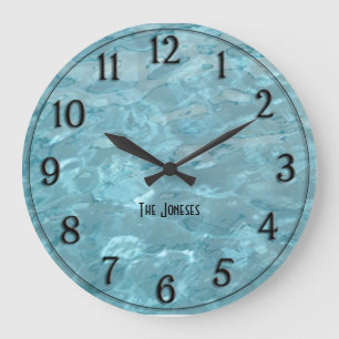 Personalize: Swimming Pool Water - Summer Abstract Large Clock