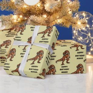 Personalize T-Rex Dinosaur Tyrannosaurus Birthday Wrapping Paper