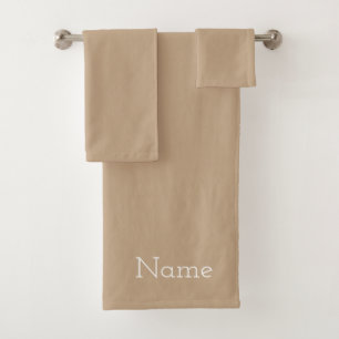 Personalize Taupe  Bath Towel Set