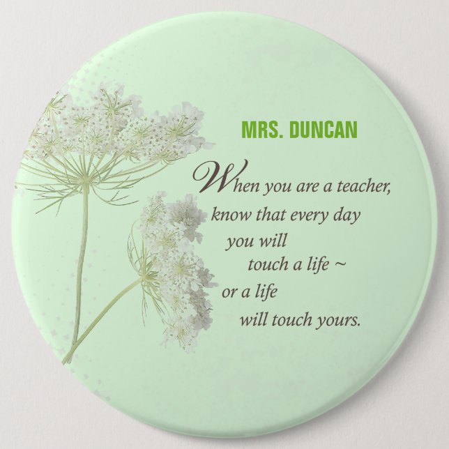 Personalize, Teacher Appreciation Day Thank You 6 Inch Round Button (Front)