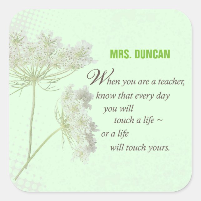 Personalize, Teacher Appreciation Day Thank You Square Sticker (Front)