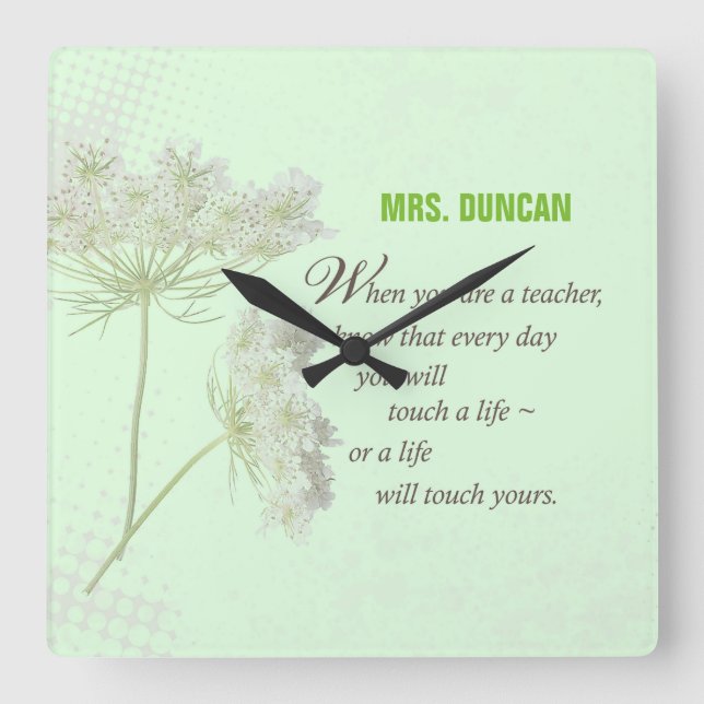 Personalize, Teacher Appreciation Day Thank You Square Wall Clock (Front)