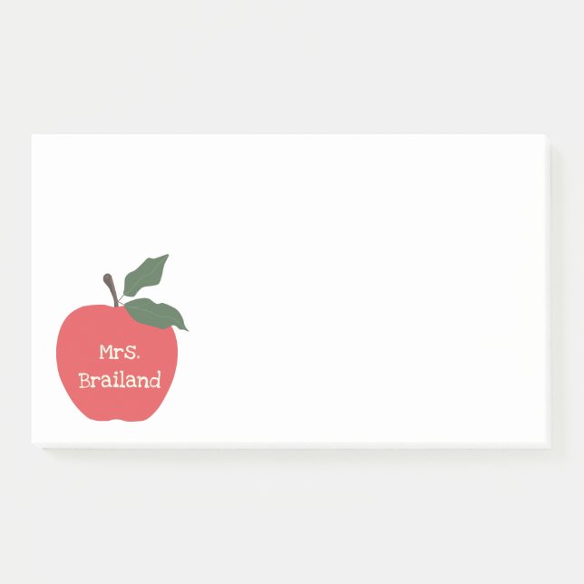 Personalize teacher gift apple custom post-it notes (Front)