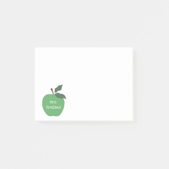 Personalize teacher gift apple custom post-it notes (Front)