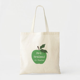 Personalize teacher gift apple  custom tote bag