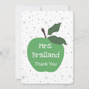 Personalize teacher name custom green apple card