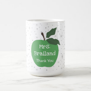 Personalize teacher name custom green apple coffee mug