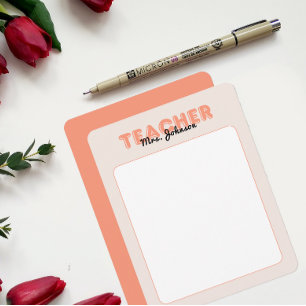 Personalize Teacher Stationery Year End Peach Card