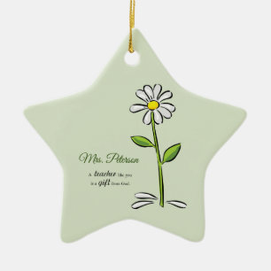 Personalize, Teacher Thank You, Religious Flower Ceramic Ornament