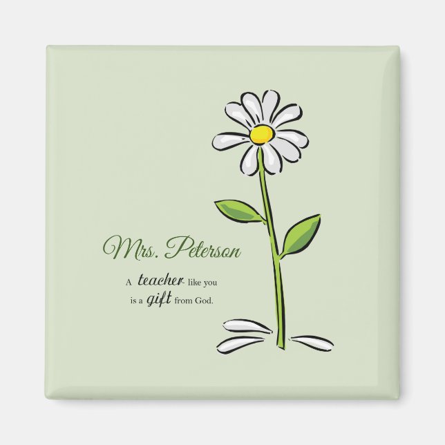 Personalize, Teacher Thank You, Religious Flower Magnet (Front)