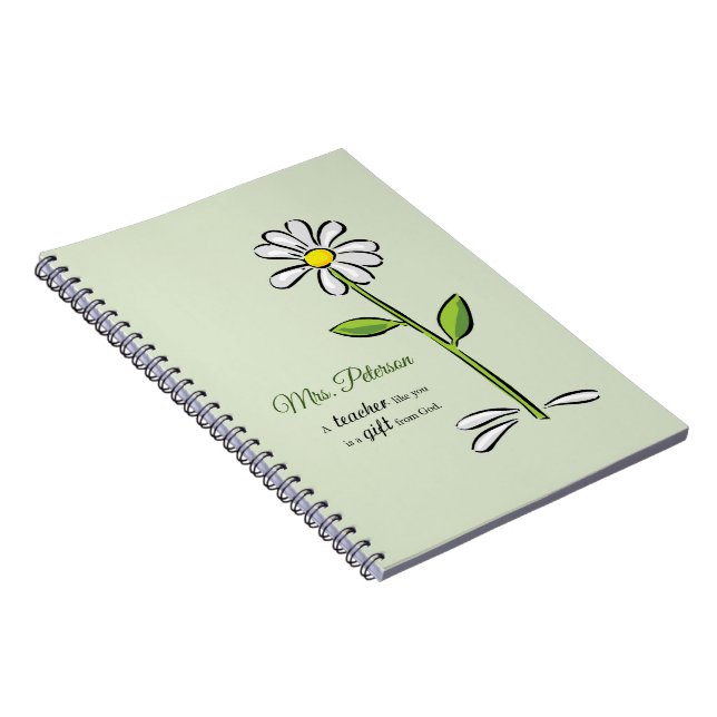 Personalize, Teacher Thank You, Religious Flower Notebook (Right Side)