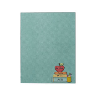 Personalize Teachers', Apple, Books and Pencils Notepad