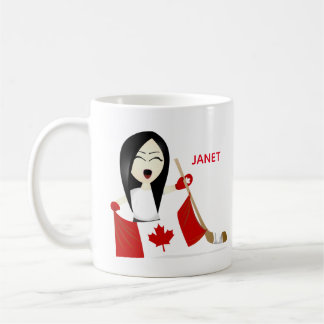 Personalize Team Canada Female Cartoon Fan Coffee Mug