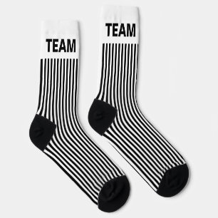 Personalize TEAM NAME Black White Stripes Socks