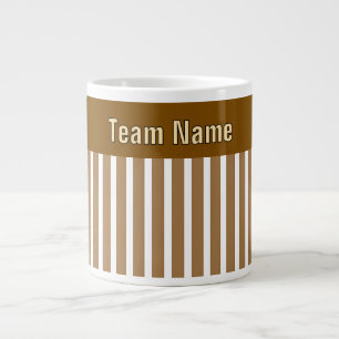 Personalize TEAM NAME Brown White Stripes Large Coffee Mug