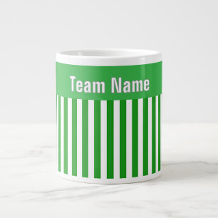 Personalize TEAM NAME Green White Stripes Large Coffee Mug