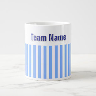 Personalize TEAM NAME Lt Blue White Stripes Gift Large Coffee Mug