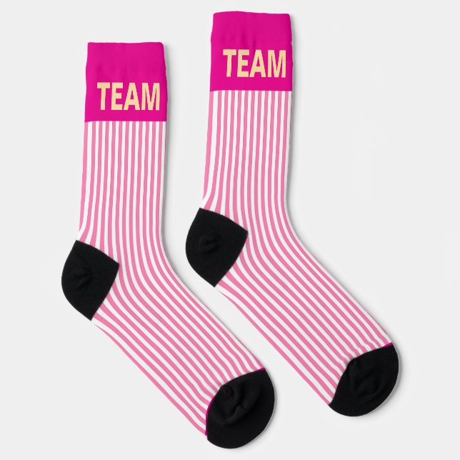 Personalize TEAM NAME Pink Stripe   Socks (Right)