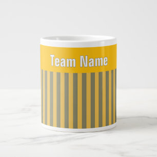 Personalize TEAM NAME Yellow White Stripes Large Coffee Mug