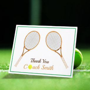 Personalize Tennis Coach Thank You Card