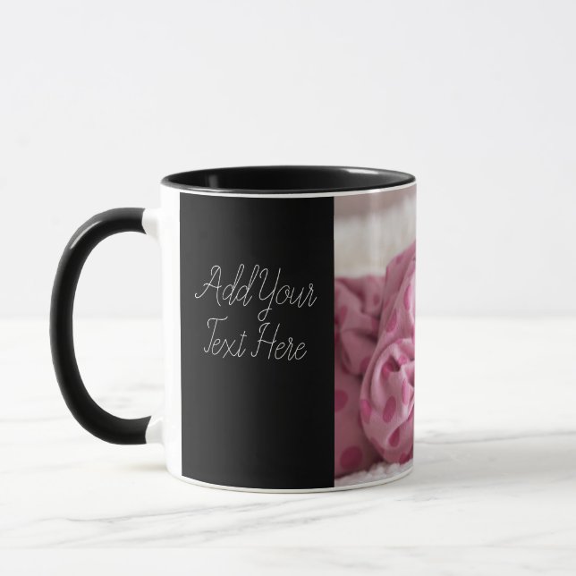 Personalize Text Custom Baby Photo Coffee Black Mug (Left)
