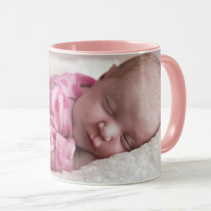 Personalize Text Custom Baby Photo Coffee Pink Mug
