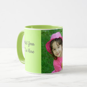 Personalize Text Custom Kids Photo Coffee Green Mug