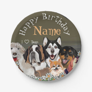 Personalize Text Dog Pack Club Paper Plates
