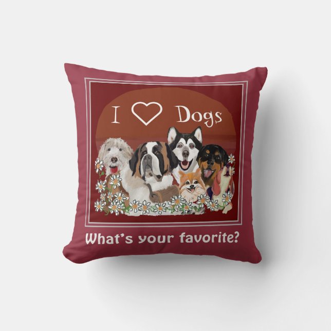Personalize Text Dog Pack Club Throw Pillow (Front)