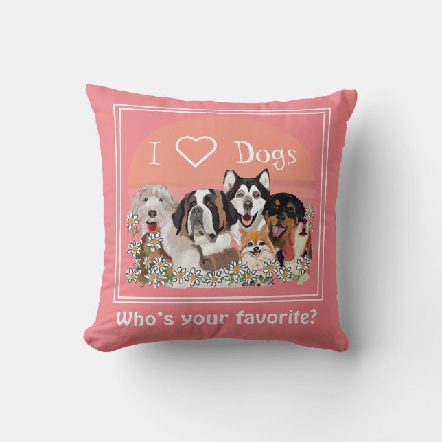 Personalize Text Dog Pack Club Throw Pillow (Front)