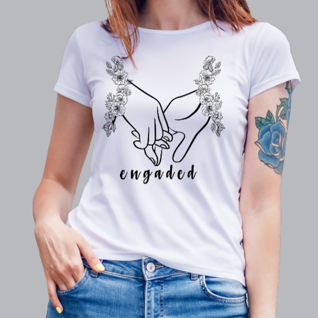 Personalize Text Engaded Bride T-shirt (Creator Uploaded)