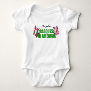 Personalize text, modern Basques in America logo: Baby Bodysuit